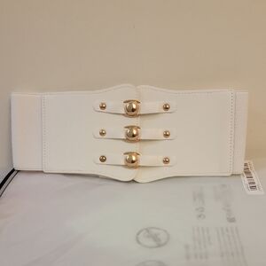 Elegant White and Gold Women's Belt